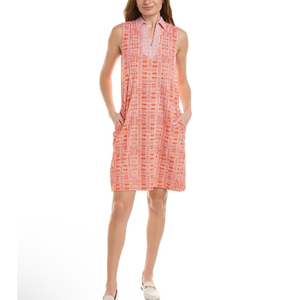 J. McLaughlin Catalina Cloth Joanna Orange Geometric Sleeveless Shift Dress